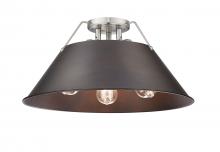  3306-3FM PW-RBZ - Orwell 3-Light Flush Mount in Pewter with Rubbed Bronze